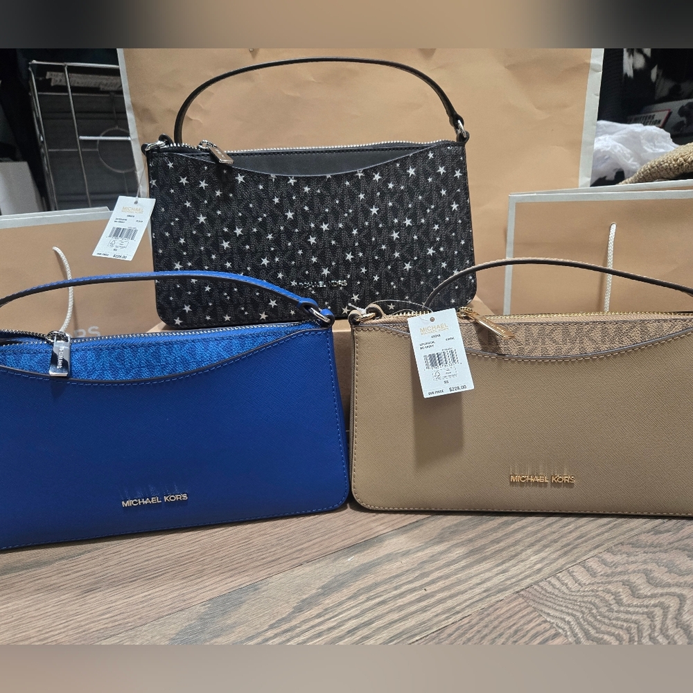 NWT Michael Kors Arden Medium Crossbody Purse Bags Black, Camel, Galaxy Blue